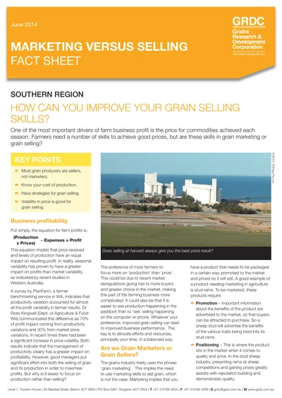 Marketing Versus Selling fact sheet cover